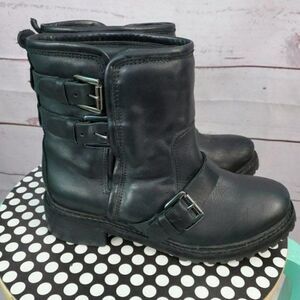 CJG  Pull On Boots Buckle Accents Leather Size 37
